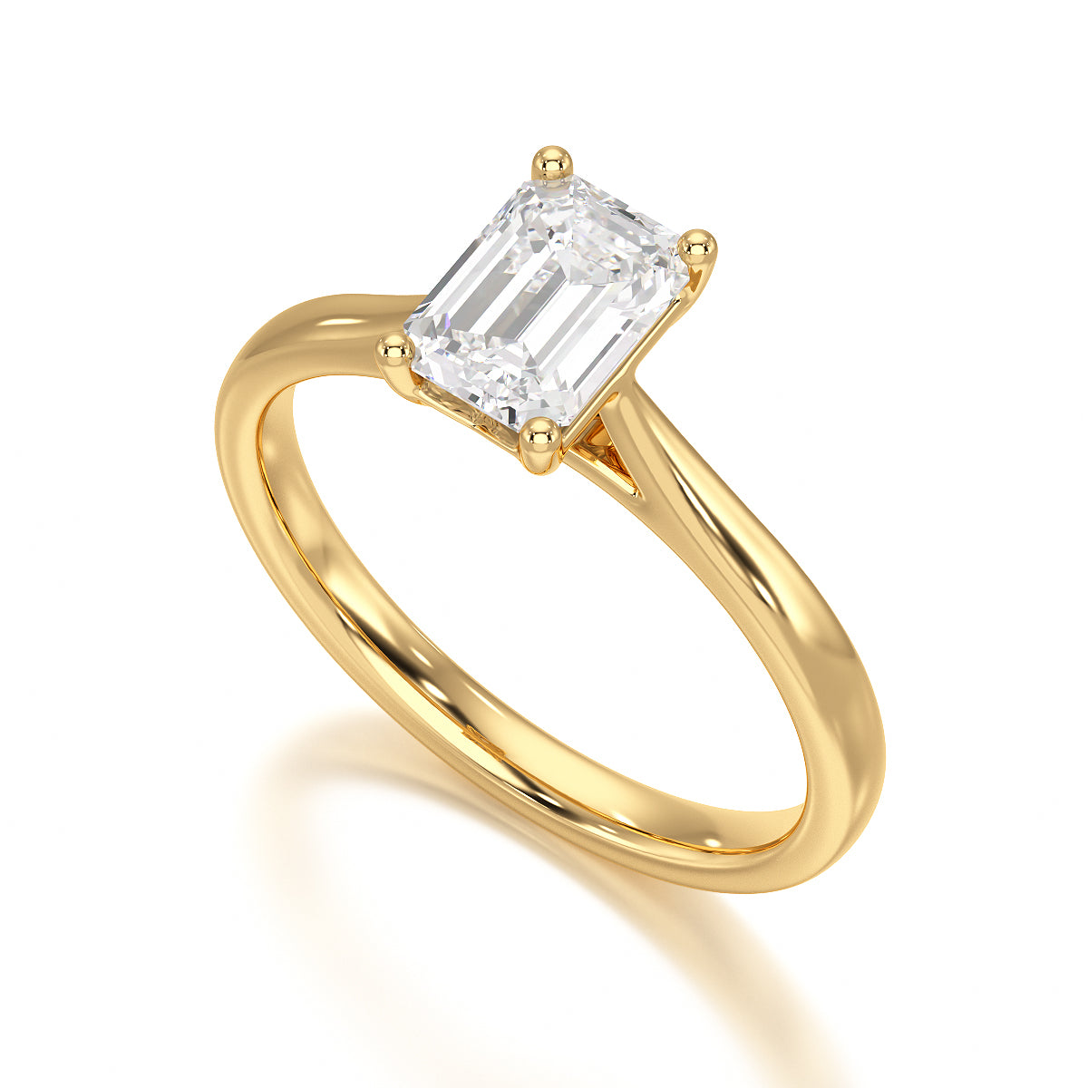 Diamond Engagement Ring- Emerald Corner Claw Split Tapered Shank