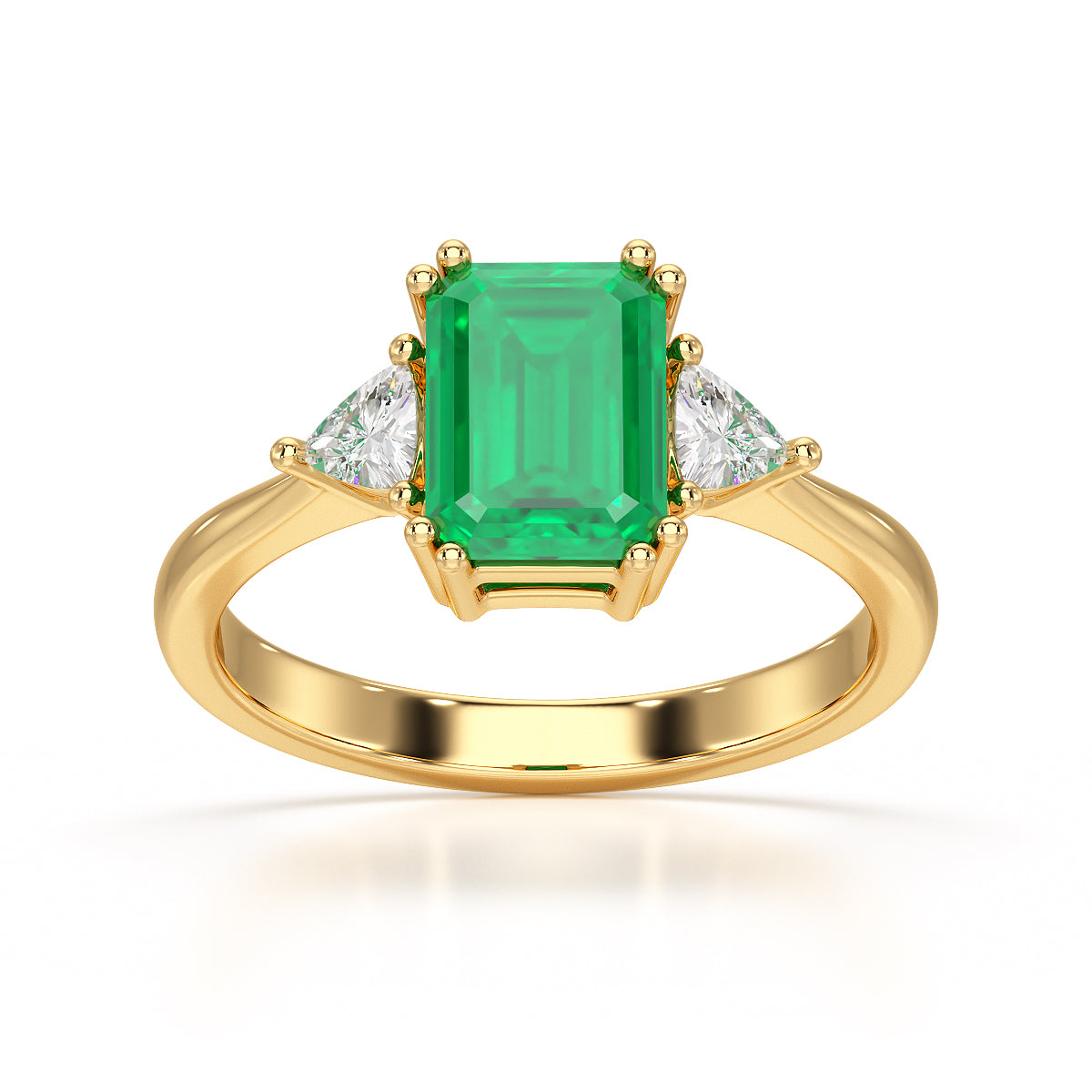 Emerald Trilogy Ring with Trillion side stone Dress Ring Manna Jewellers Ltd