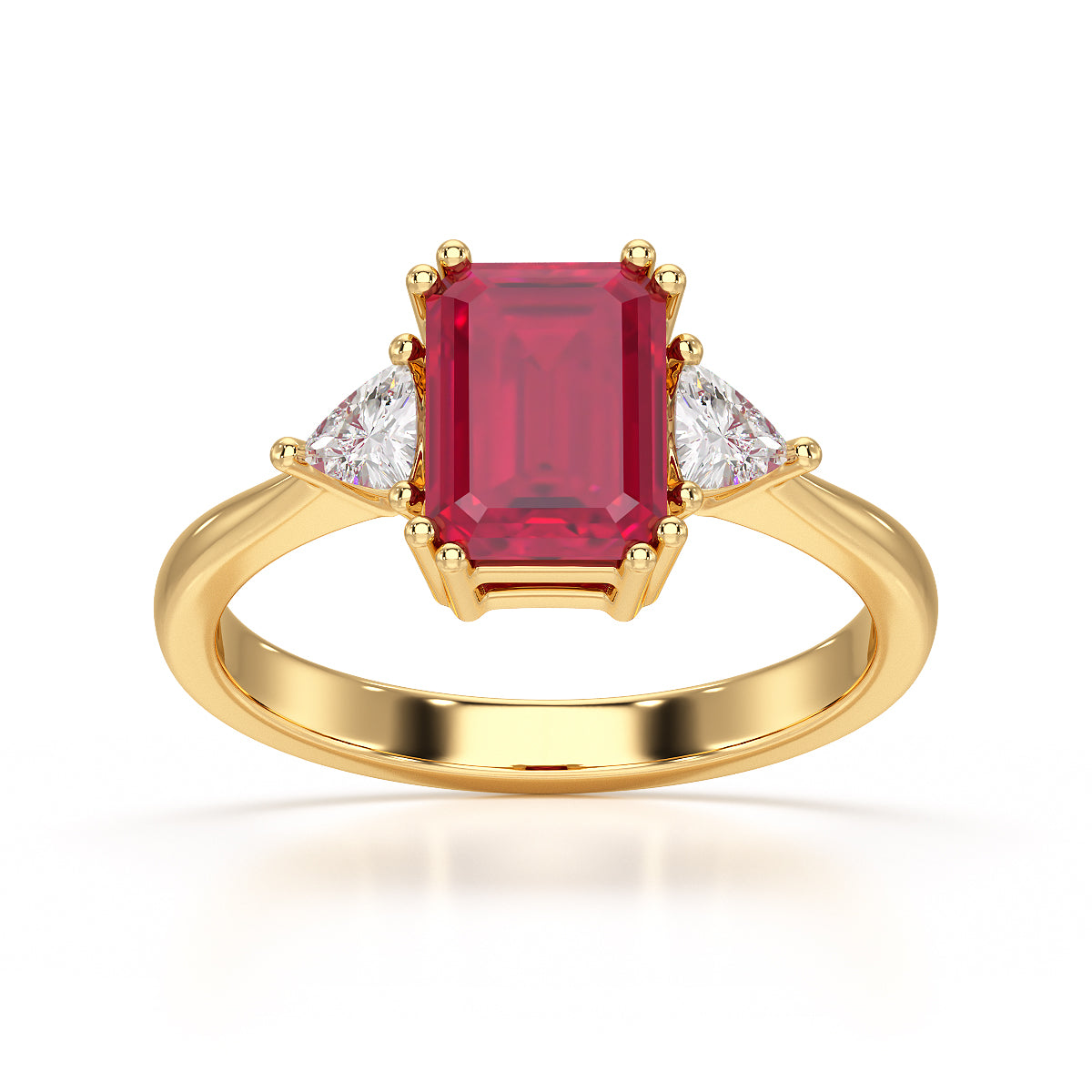 Ruby Trilogy Ring with Trillion side stone Dress Ring Manna Jewellers Ltd