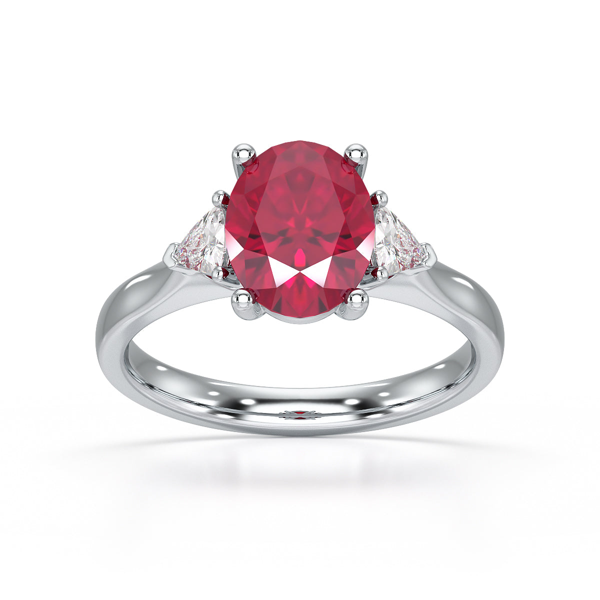 Trillion cut ruby ring top