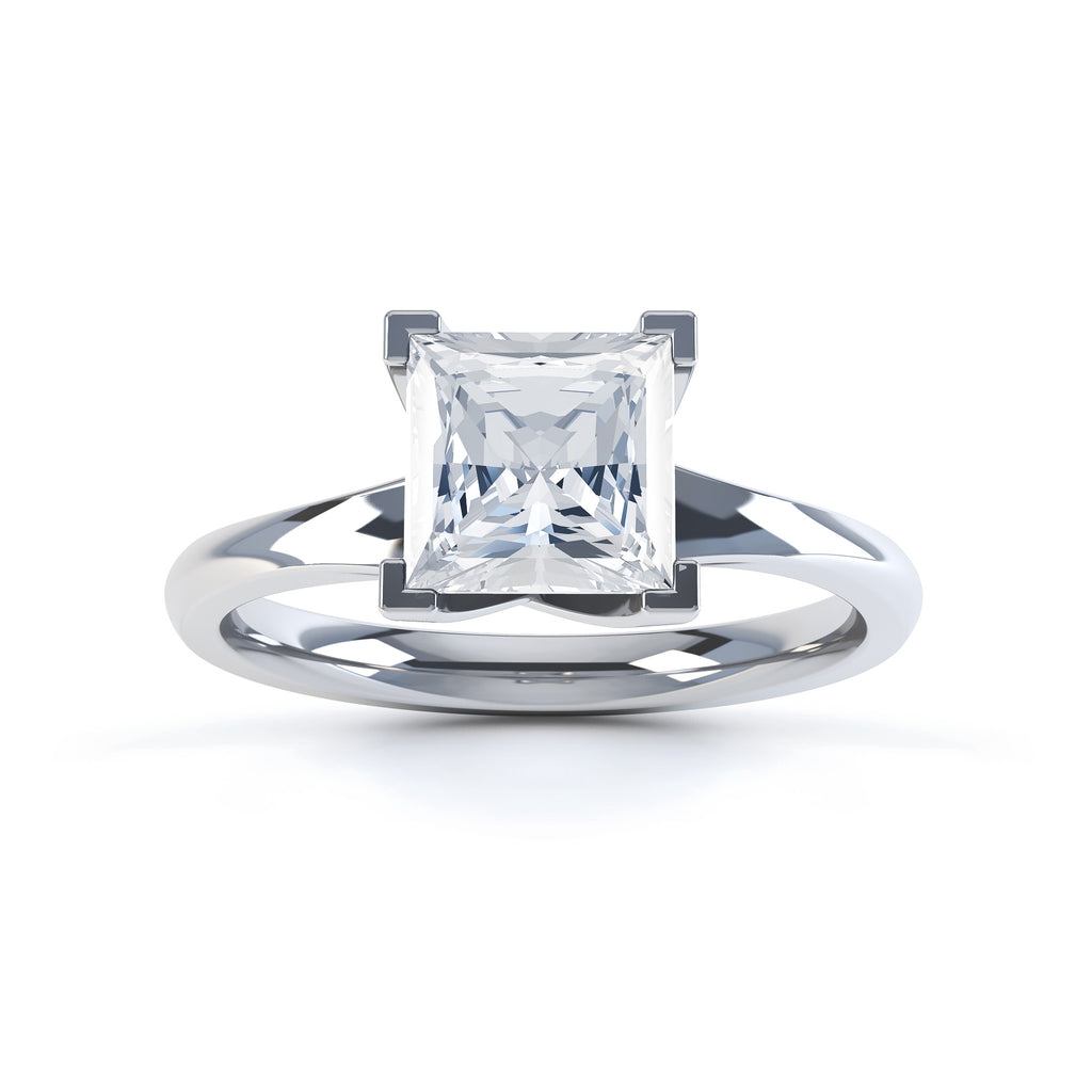 Princess Cut Centre Stone, Four V Claw, Parallel Shoulders, Diamond En -  Manna Jewellers Ltd