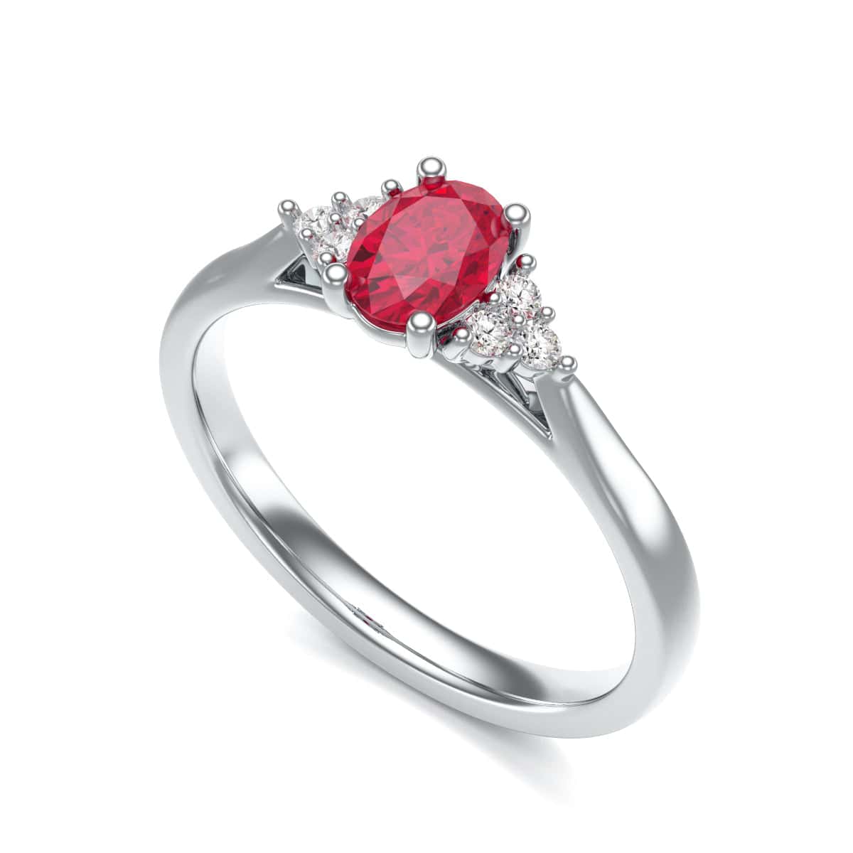 Diamond engagement ring with ruby side stones store