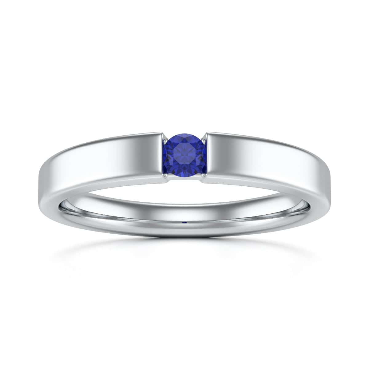 Round Blue Sapphire Tension Set Stacking Ring Manna Jewellers Ltd