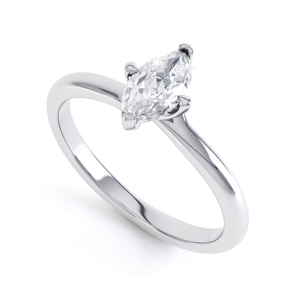 Marquise Cut Centre Stone, V claw, Diamond Engagement Ring with split shoulders