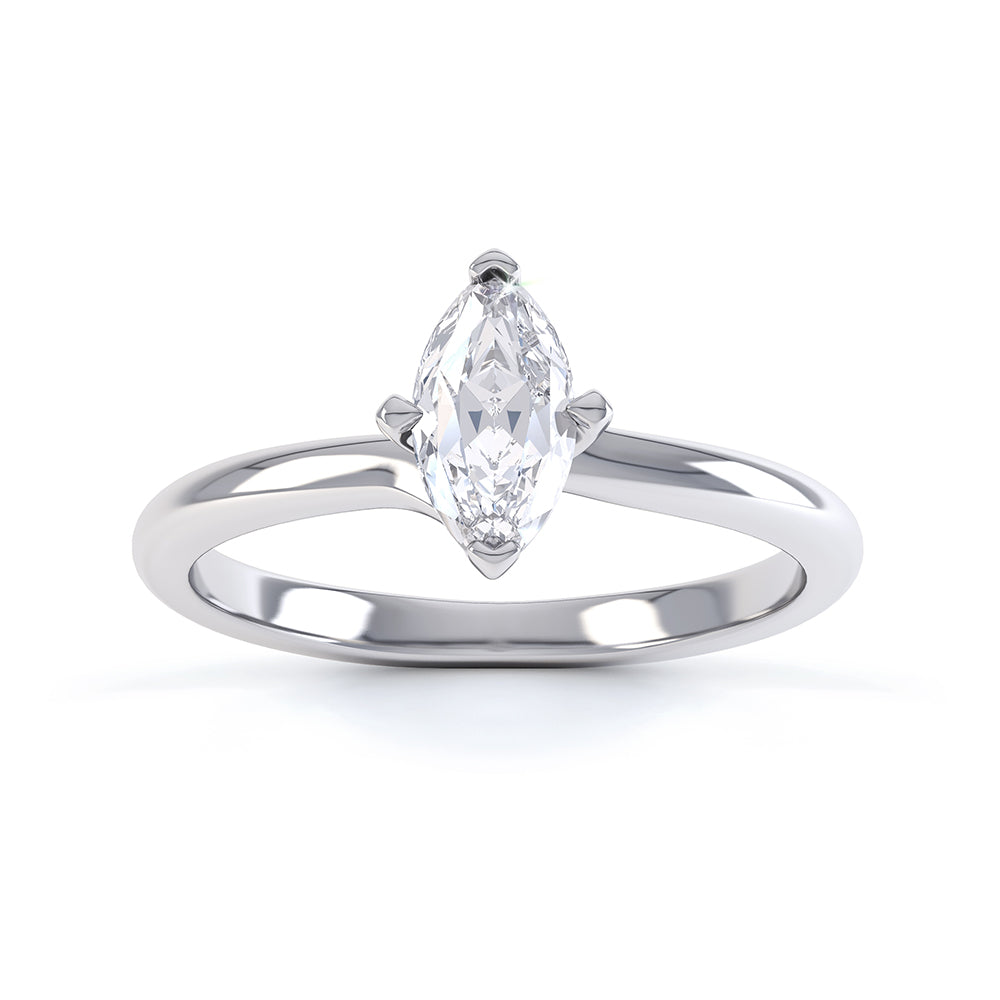 Marquise Cut Centre Stone, V claw, Diamond Engagement Ring with split shoulders